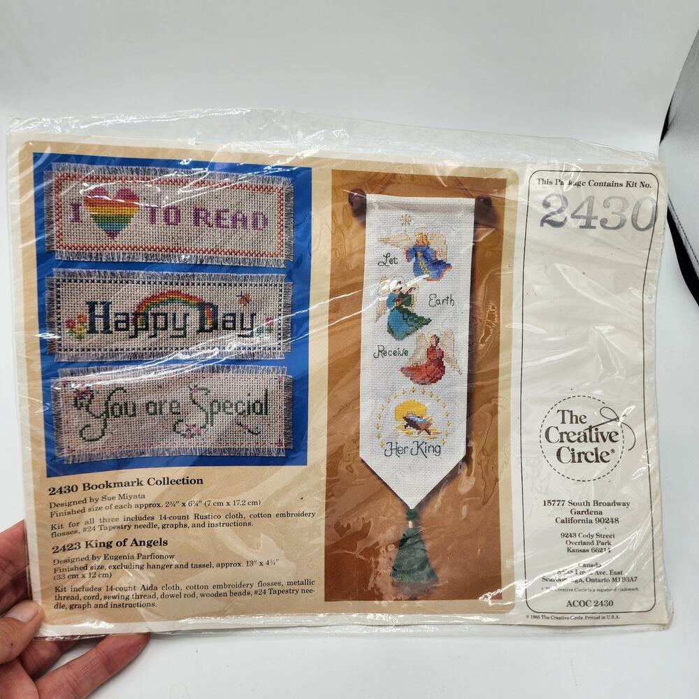 Vintage 1985 The creative‎ circle cross stitch kit #2430 bookmark collection new